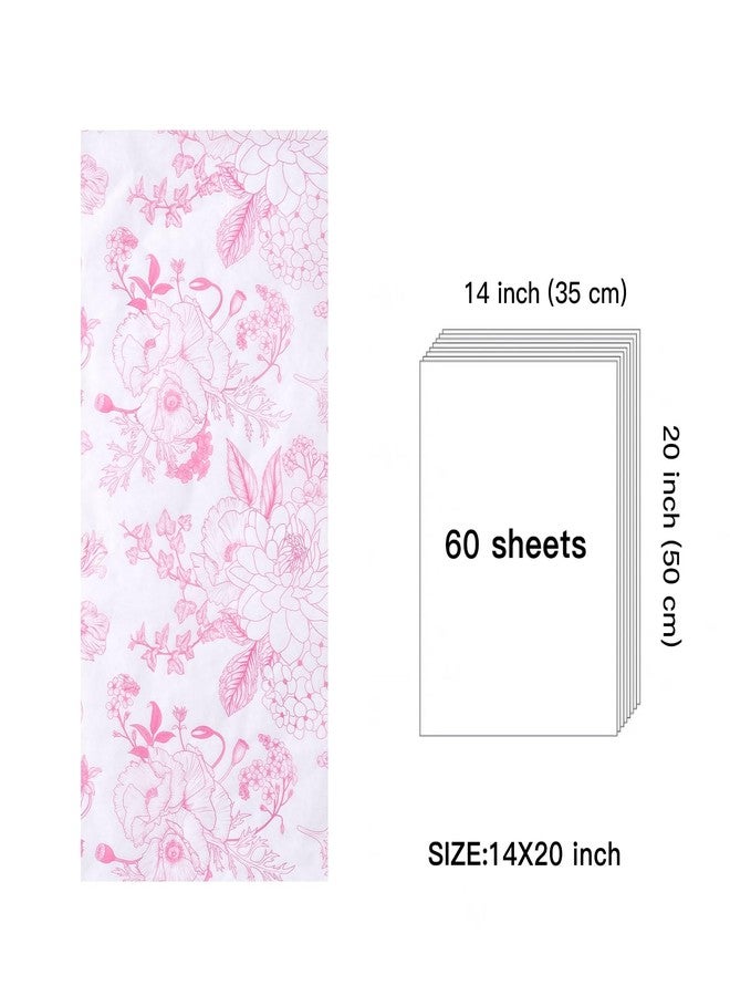 ورق مناديل زهري وردي من WRAPAHOLIC - 60 ورقة مقاس 14 × 20 بوصة، ورق مناديل زهري وردي وأبيض عتيق، كمية كبيرة لحفلات الزفاف وأعياد الميلاد وحفلات توديع العزوبية وتزيين حفلات الشاي والمناسبات الفنية والحرفية - Image 4